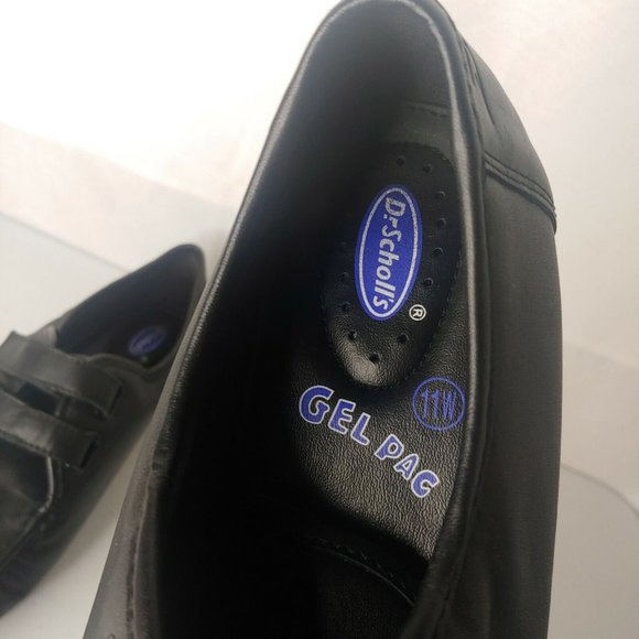 Dr. Scholls Mardell Women 11 W Shoes Two Strap Comfort Black Leather Slip On - Picture 10 of 11